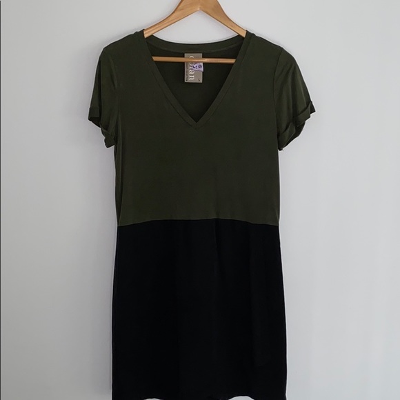 Anthropologie Dolan Green/Black Colorblock Dress - Picture 4 of 7